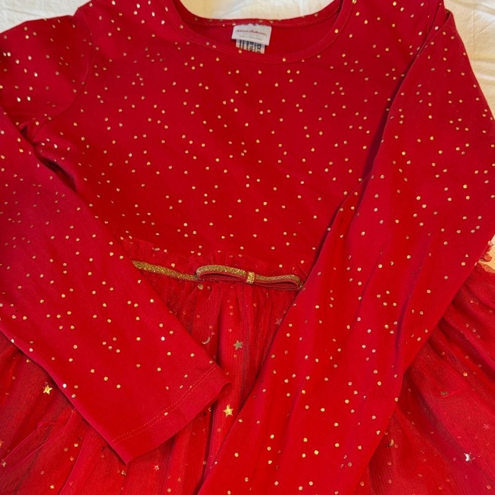 Hannah Andersson Red and Gold Starry Kids Holiday Dress